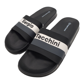 Sergio Tacchini Black Logo Slides