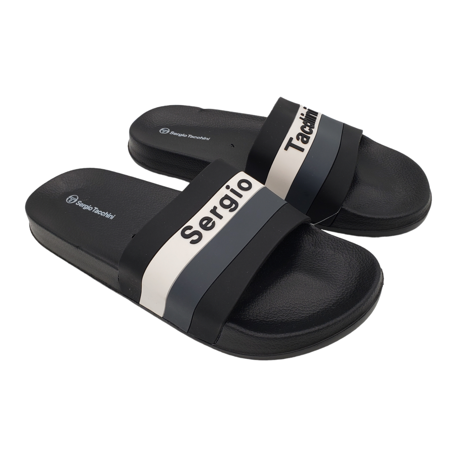 Sergio Tacchini Black Logo Slides