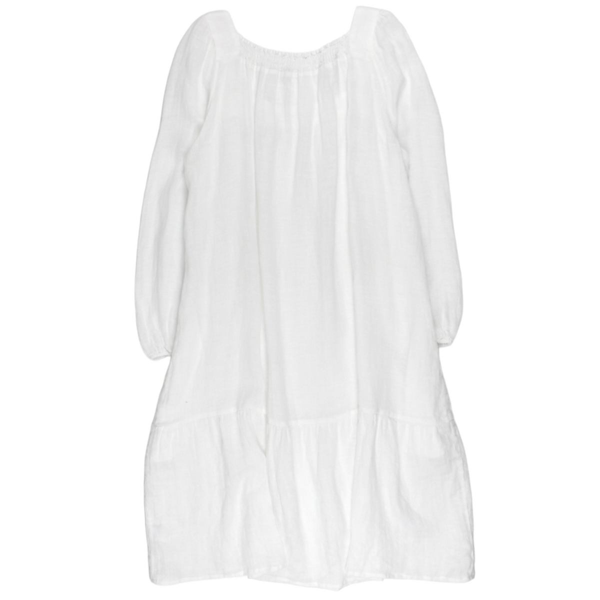 NRBY White Gauze Linen Square Neck Dress - Sample