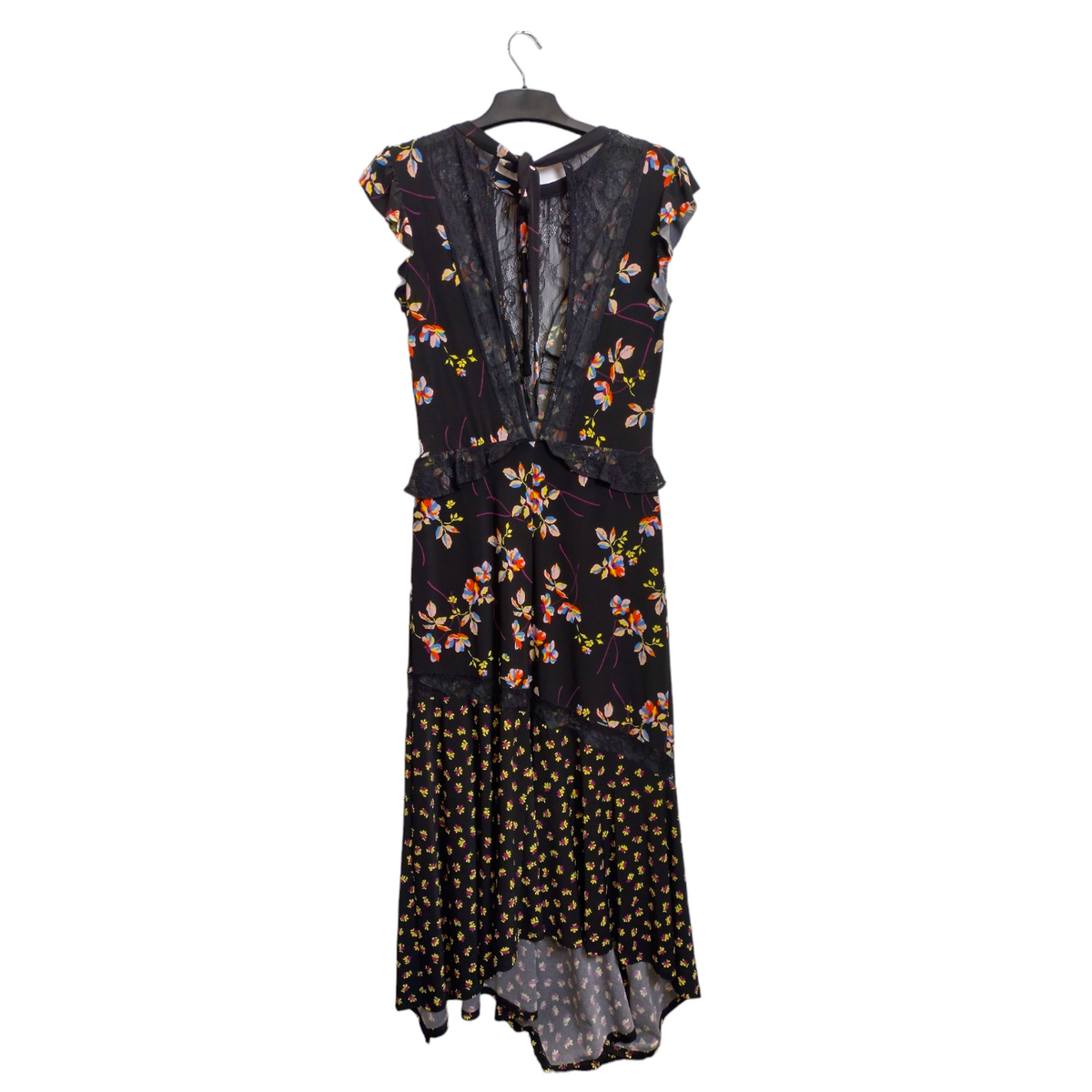 Topshop Black Mixed Floral/Lace Midi Dress