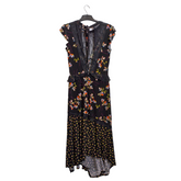 Topshop Black Mixed Floral/Lace Midi Dress