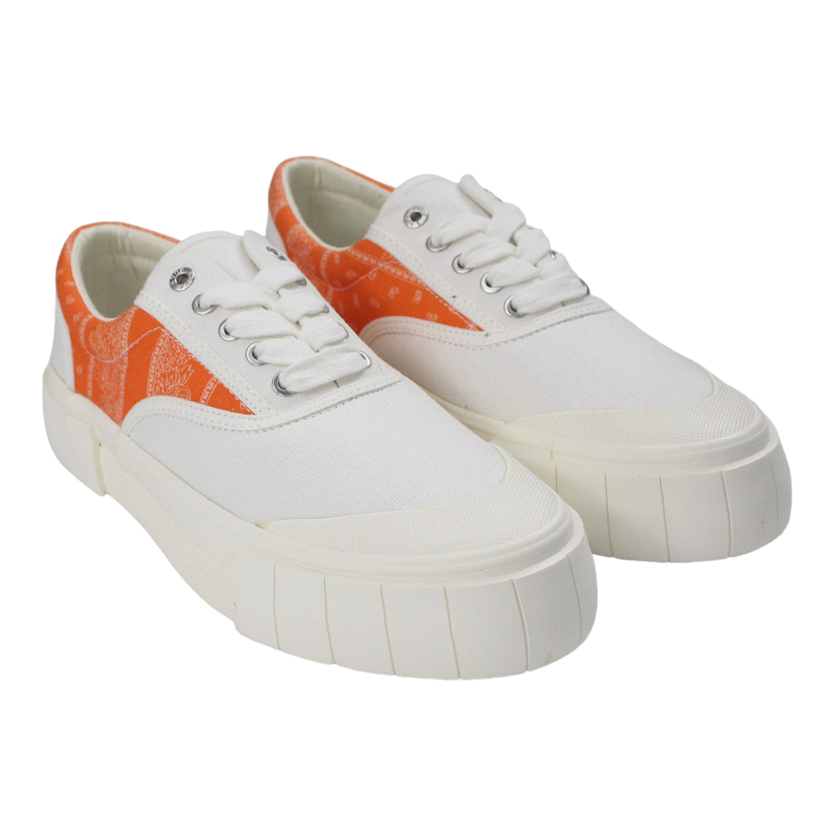 Good News White/Orange Paisley Plimsoll