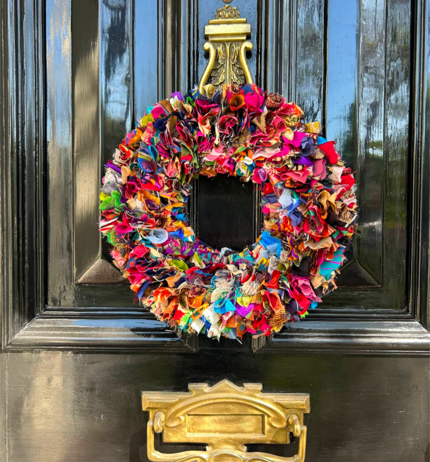 Pri Pri Handmade Upcycled Multi Coloured Sari Wreath