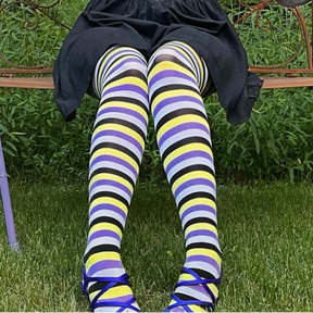 Snag Tights 120 Denier Striped Tights - Viper