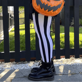 Snag Tights 80 Denier Black & White Striped Tights - Betelgeuse