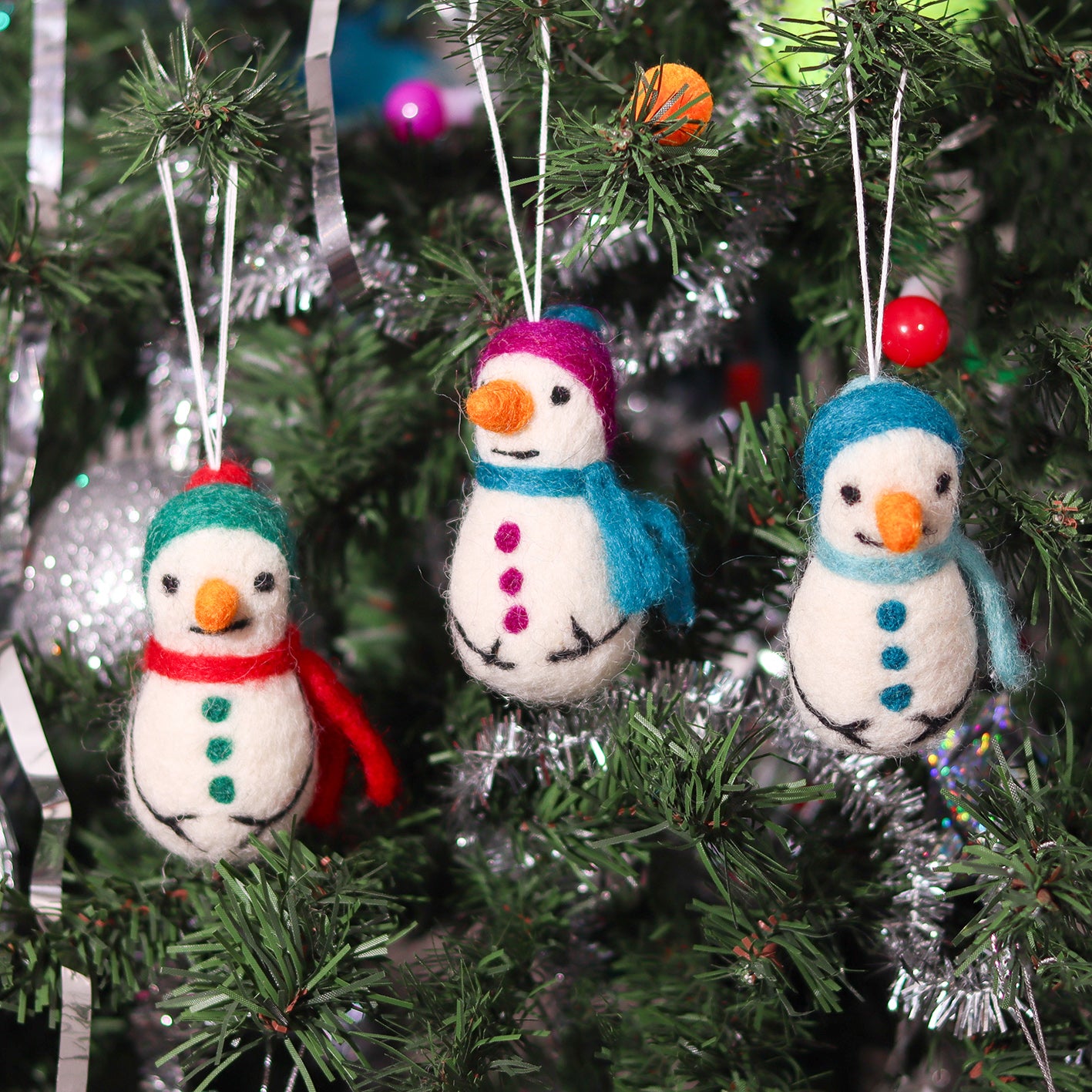 Handmade Felt Snowman Decoration- Pack of 3