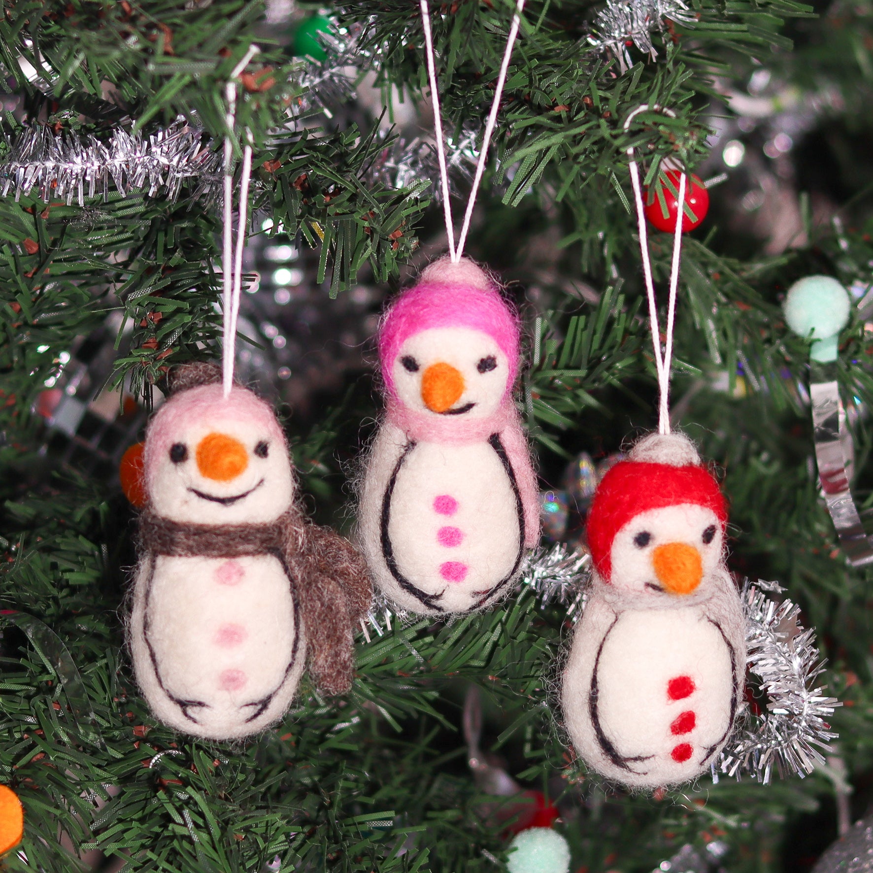 Handmade Felt Snowman Decoration- Pack of 3