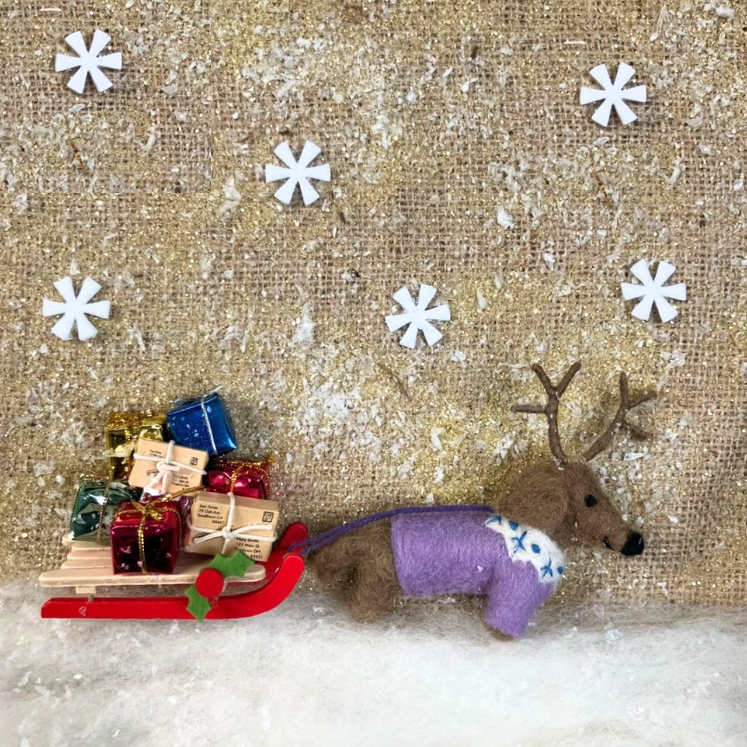 Handmade Felt Rudy Dachshund Christmas Decoration