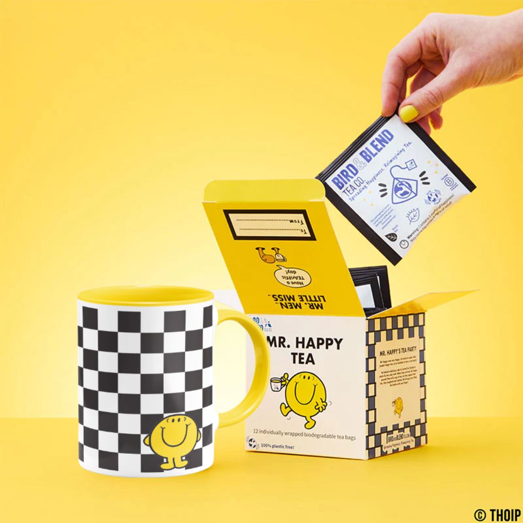 Mr Happy - Chequer Colour Handle Mug