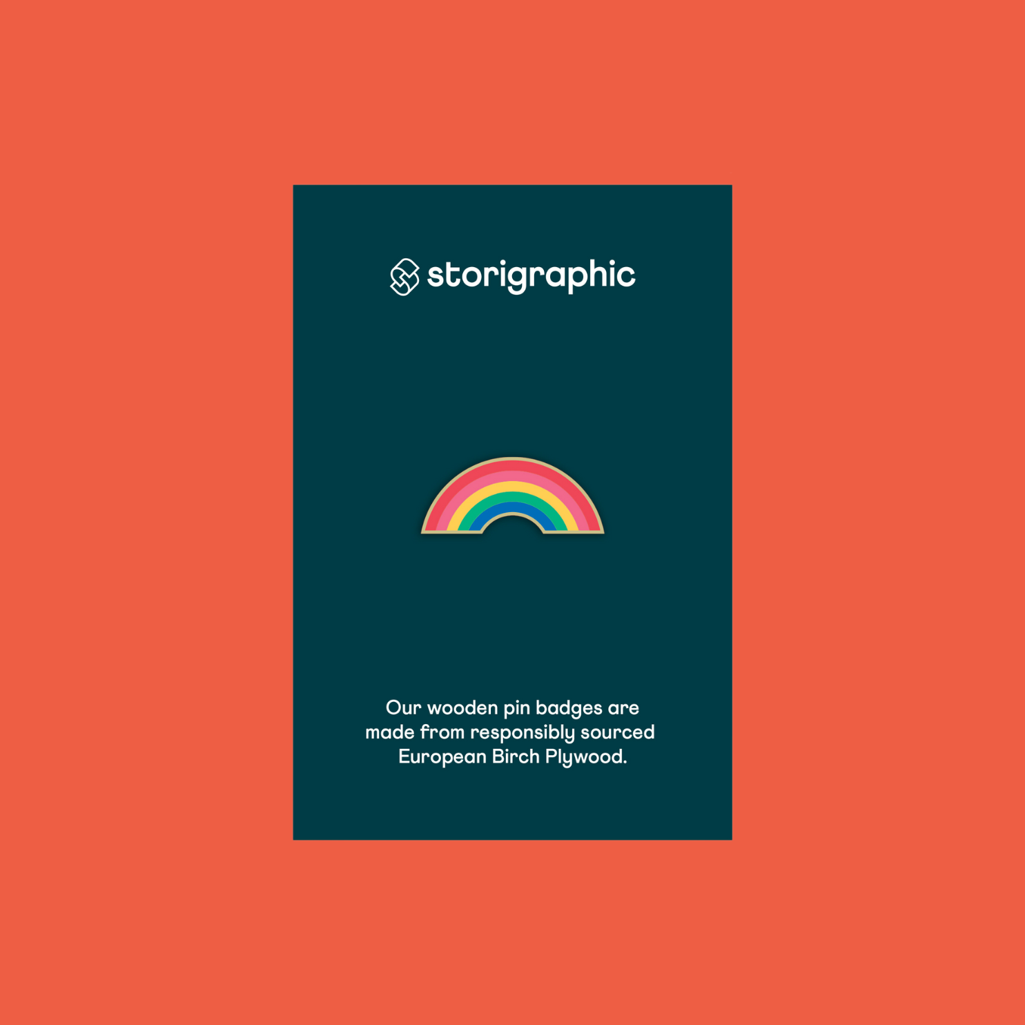 Storigraphic Rainbow Wooden Pin Badge