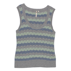 White Stuff Grey Stripe Pointelle Vest