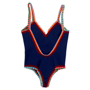 Kiini Blue Crochet Elastic Trimmed Swimsuit