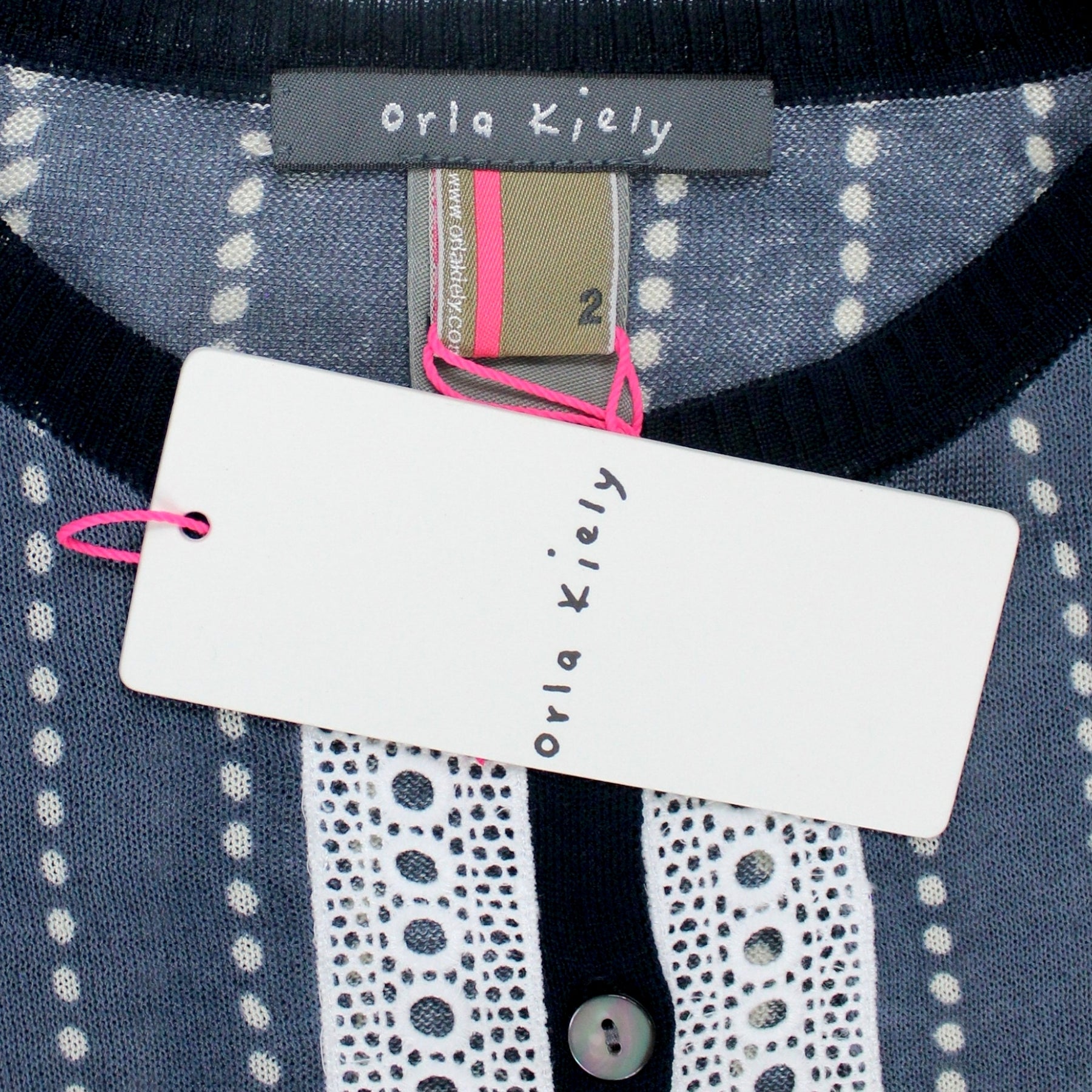 Orla Kiely Slate Dot/Stripe Cardigan