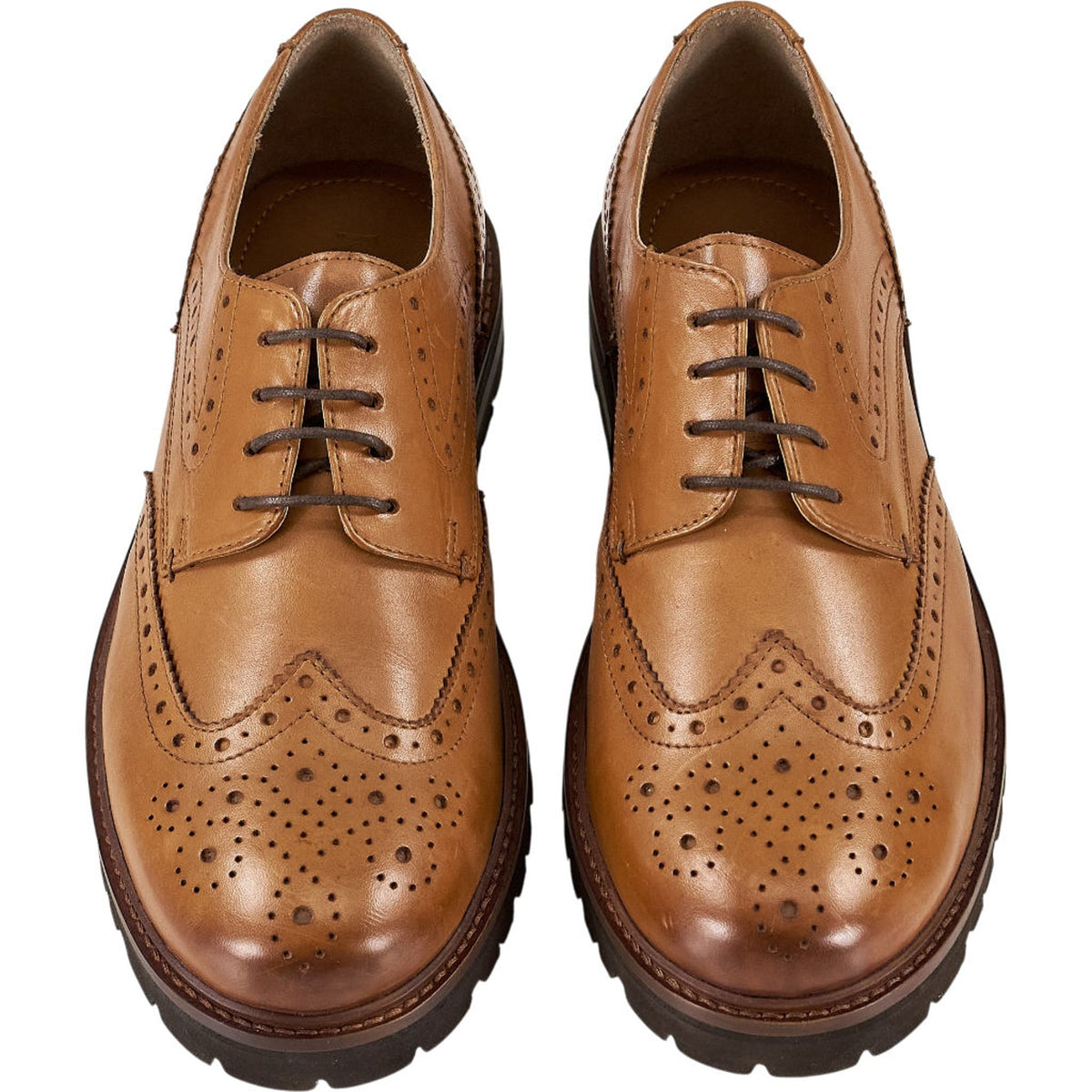 Moss Tan Leather Brogue Shoes