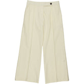 Studio Nicholson Cream Linen Low Rise Flare Trousers