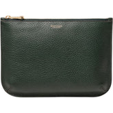 Aspinal Green Leather Pouch Handbag Large