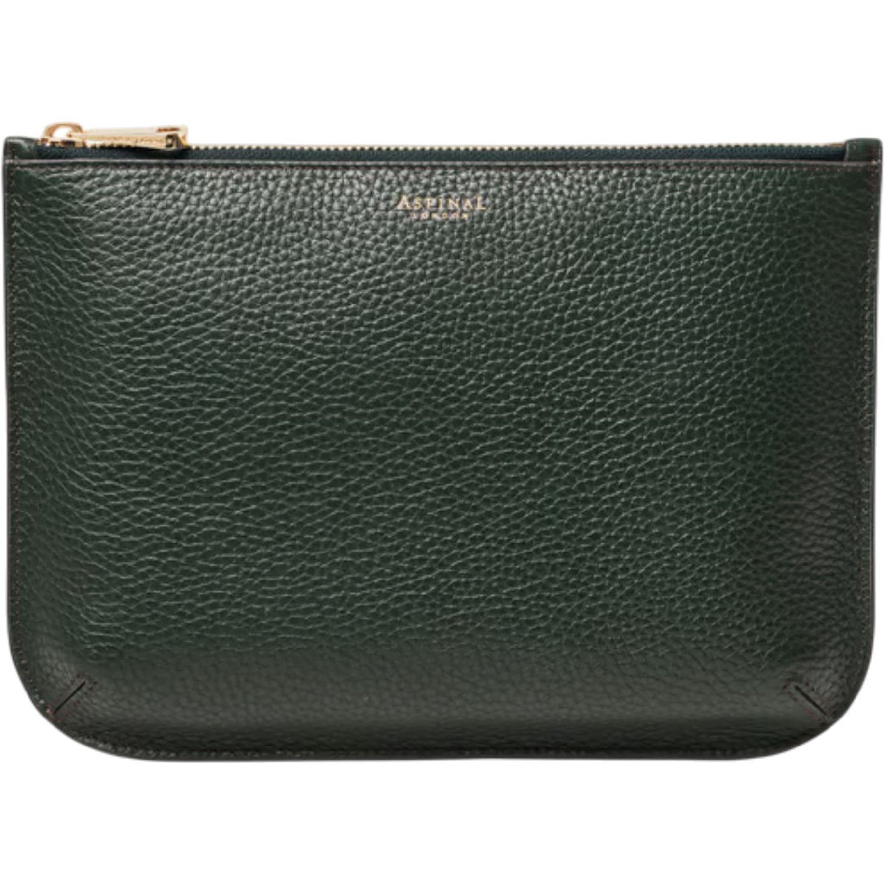 Aspinal Green Leather Pouch Handbag Large