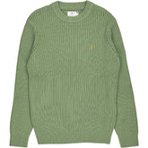 Farah Green Halton Cotton Rib Knit Jumper