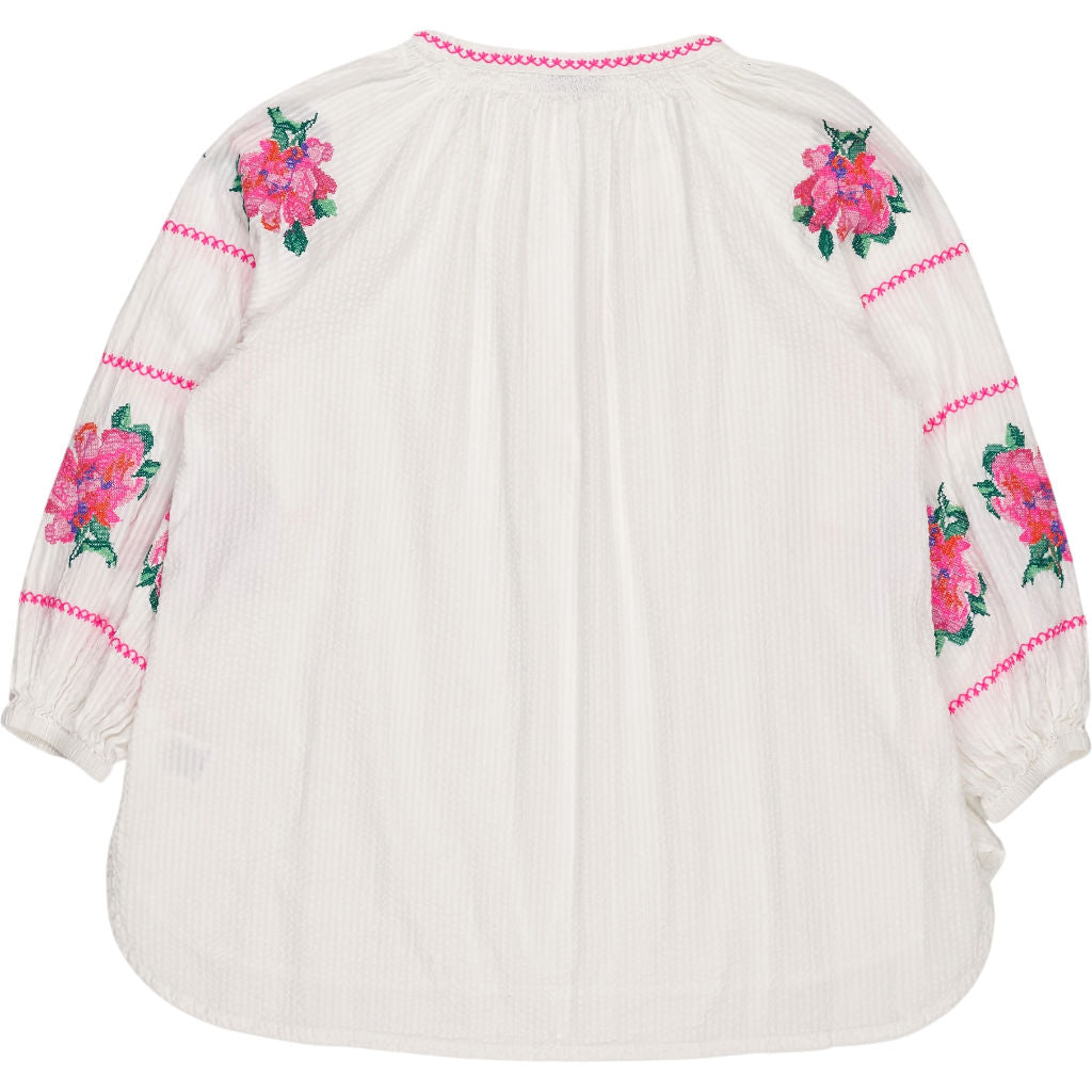 NRBY White Embroidered Boho Blouse