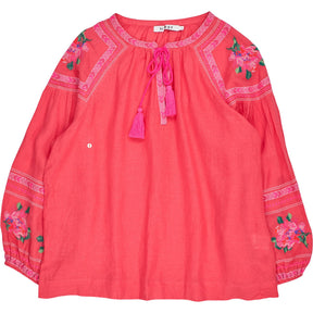 NRBY Pink Embroidered Linen Blouse