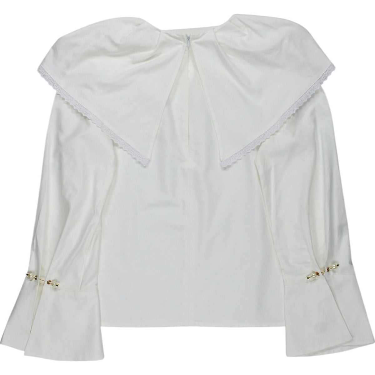 Mother Of Pearl White Organic Cotton Long Sleeve Top