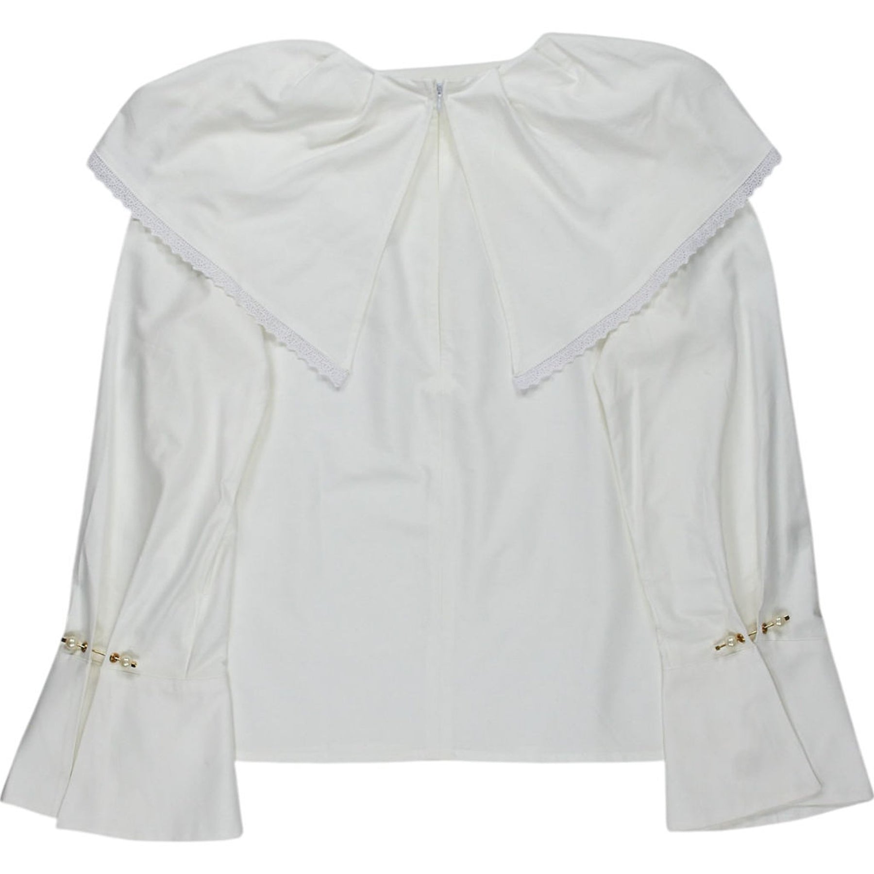 Mother Of Pearl White Organic Cotton Long Sleeve Top
