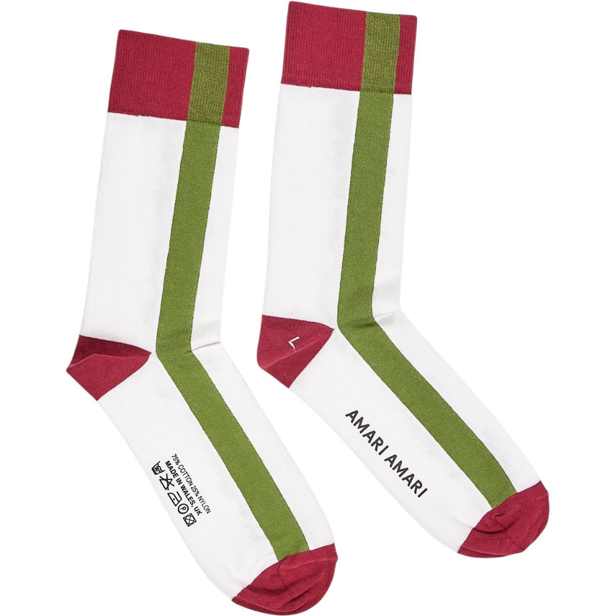 Amari Amari White Green Stripe Socks
