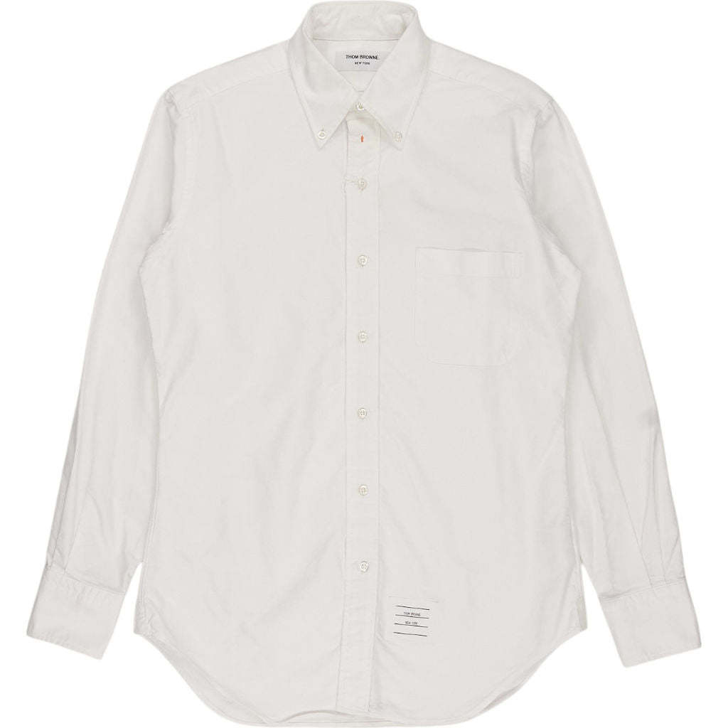 Thom Browne White Grosgrain Placket Oxford Shirt