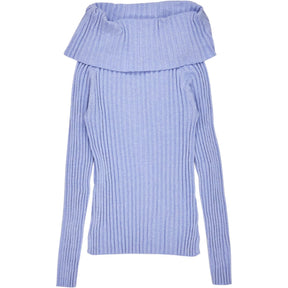NRBY Blue Ribbed Off-Shoulder Jumper