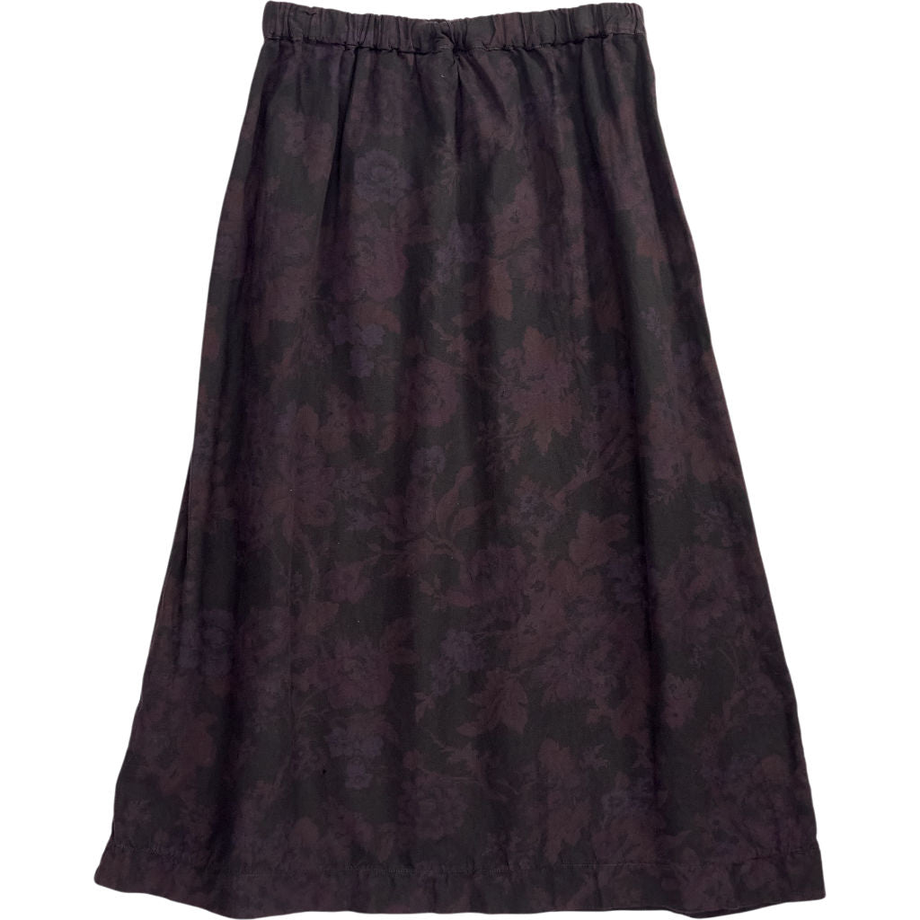 By Walid Black Floral Midi Skirt