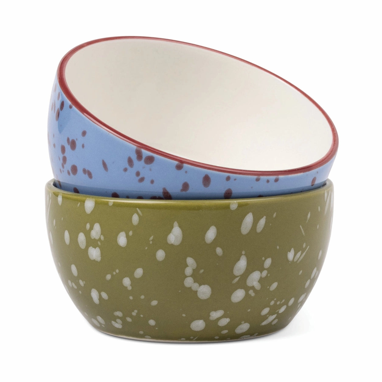 Bella Dipping Bowls - Set of 2 - Blue & Olive Splatter