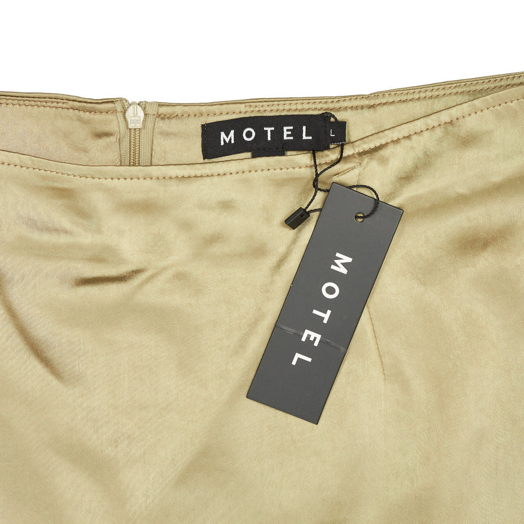 Motel Olive Gold Satin Ima Skirt