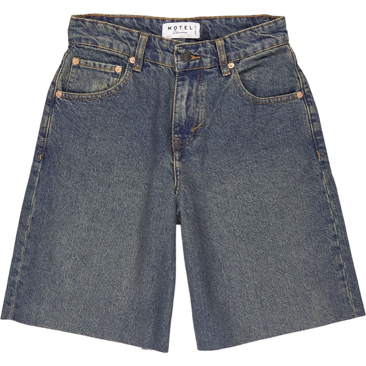 Motel Blue Acid Wash Denim Shorts