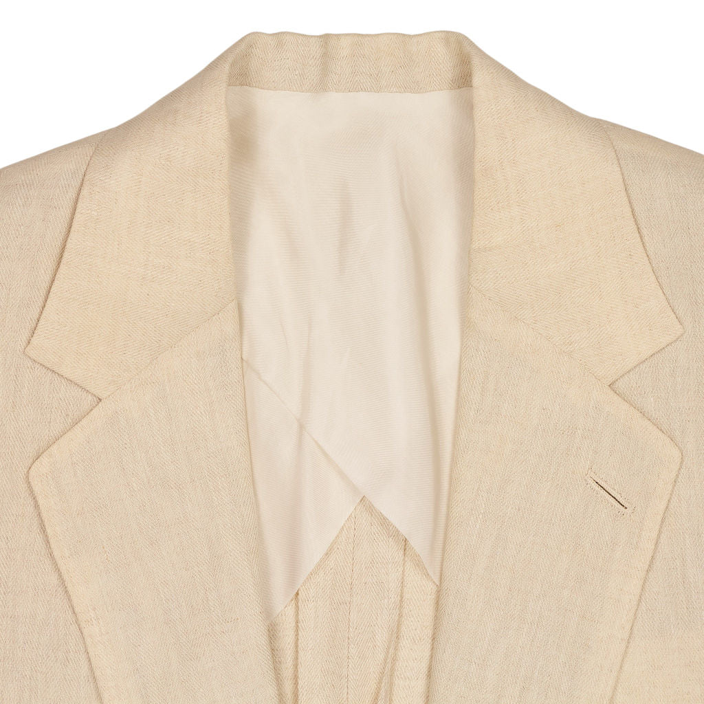 Huntsman Cream Linen Herringbone Jacket