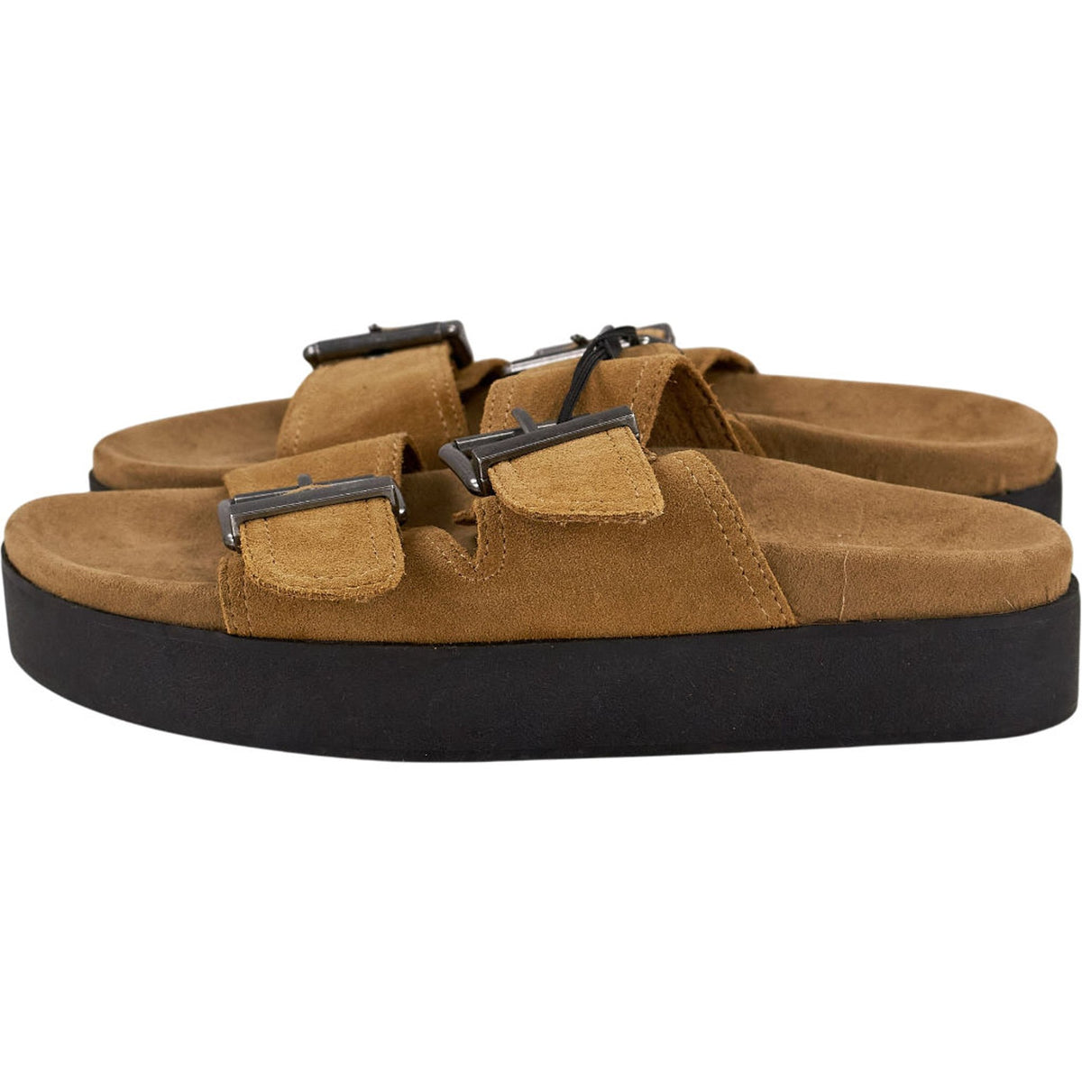 Pull & Bear Tan Suede Buckle Sandals