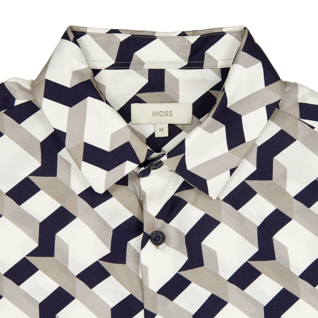 Moss Beige Geometric Long Sleeve Shirt
