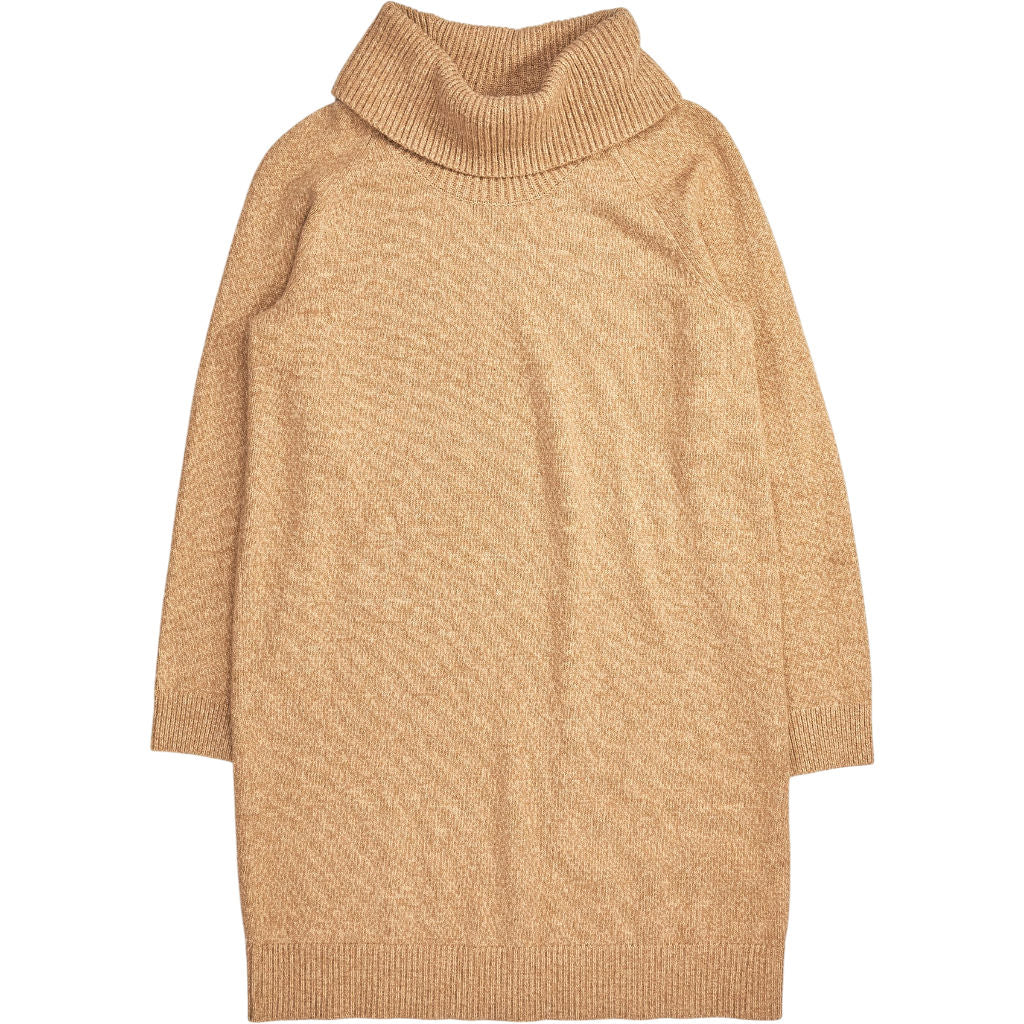 Lands' End Tan Wool Blend Roll Neck Jumper Dress