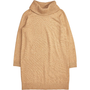 Lands' End Tan Wool Blend Roll Neck Jumper Dress