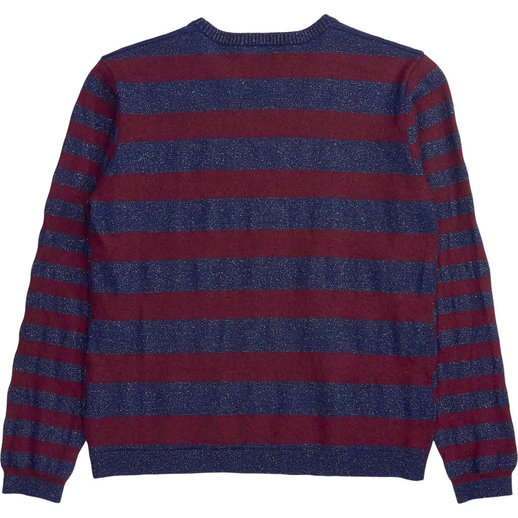 Wyse Navy Burgundy Striped Jumper