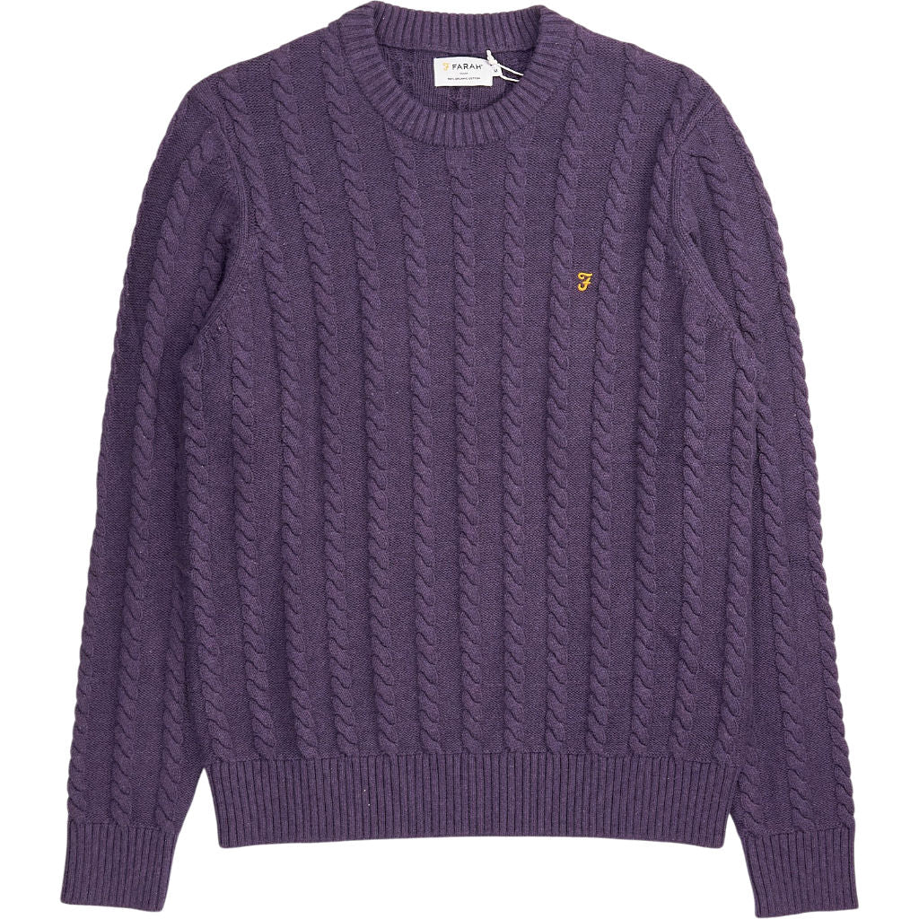 Farah Deep Purple Knight Cable Sweater