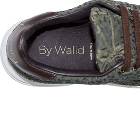 By Walid Olive Green Lace Trainers