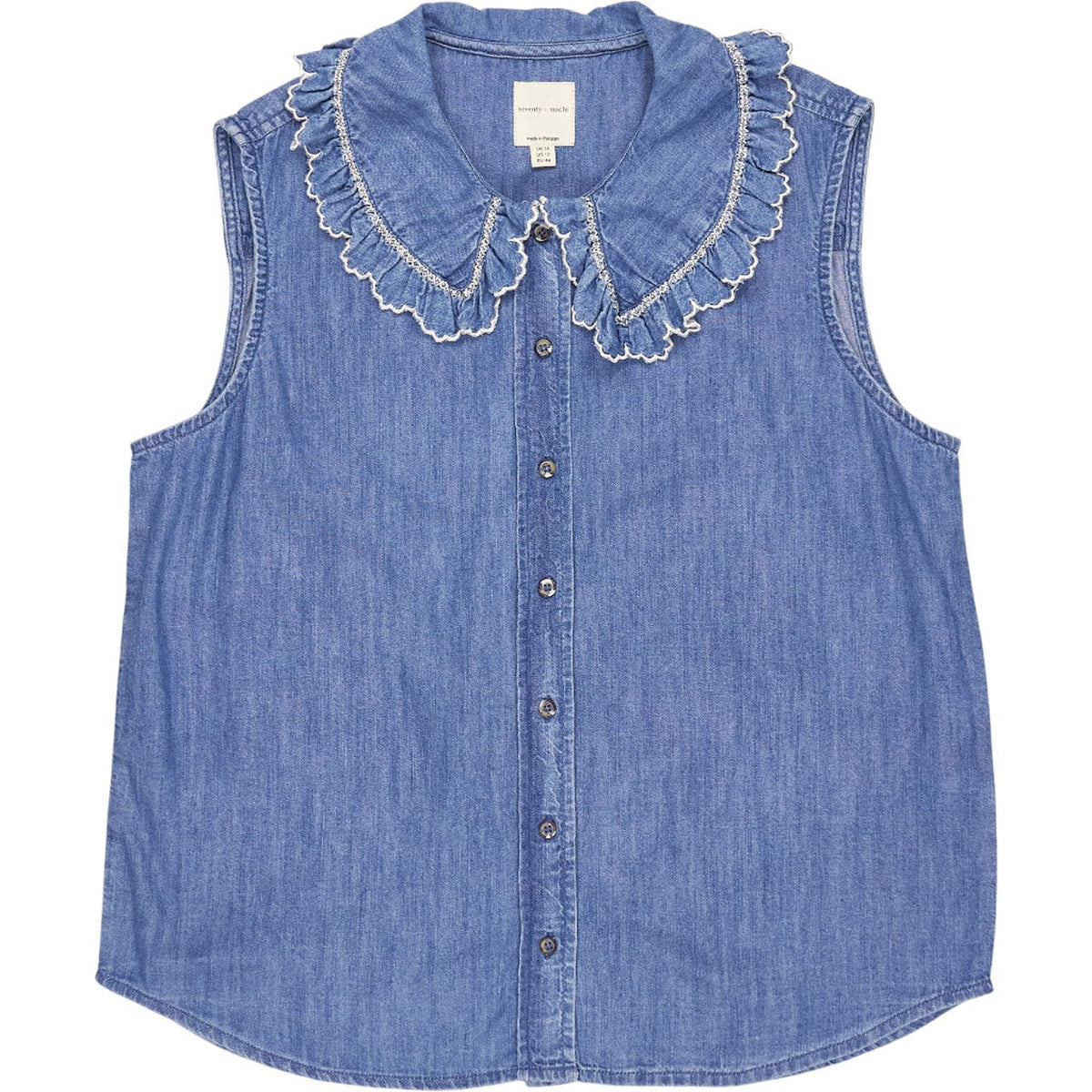 seventy + mochi Blue Denim Sleeveless Blouse