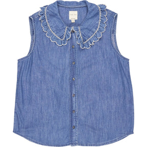 seventy + mochi Blue Denim Sleeveless Blouse