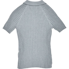 NRBY Blue Ribbed Knit Polo Top