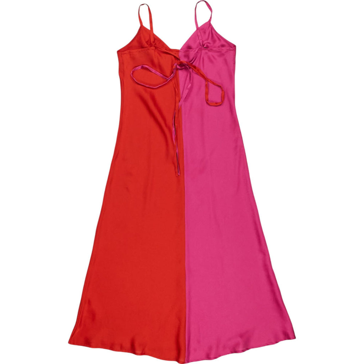 OMNES Pink Red Colourblock Slip Dress