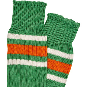 Drakes Green Orange Striped Socks