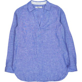 NRBY Blue Linen White Collar Blouse