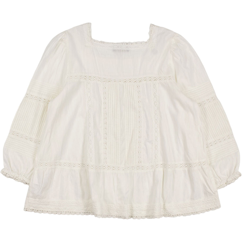 WYSE White Lace Trim Blouse