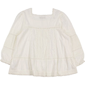 WYSE White Lace Trim Blouse