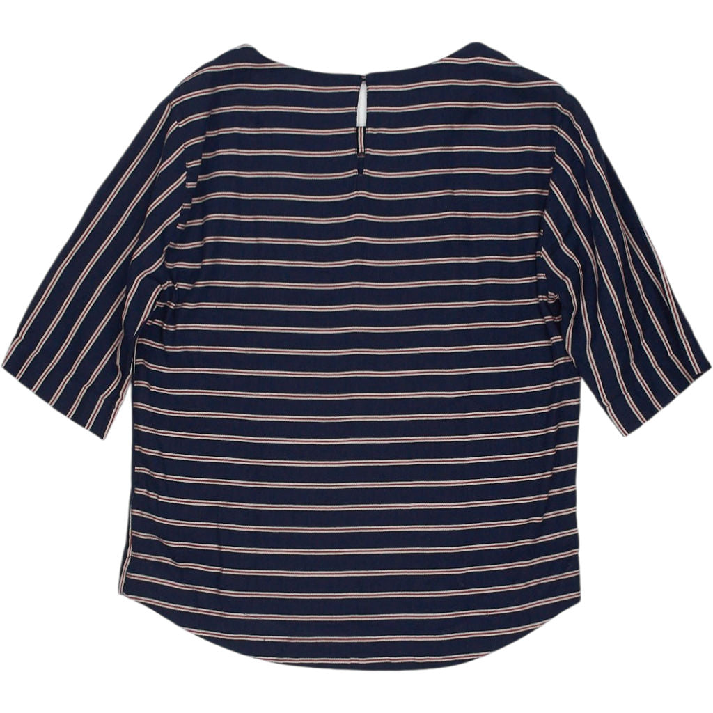 Monsoon Navy Linen Blend Striped Top